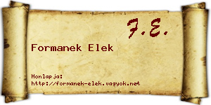 Formanek Elek névjegykártya