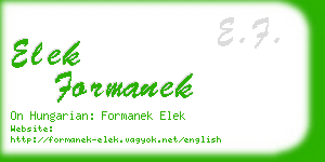 elek formanek business card